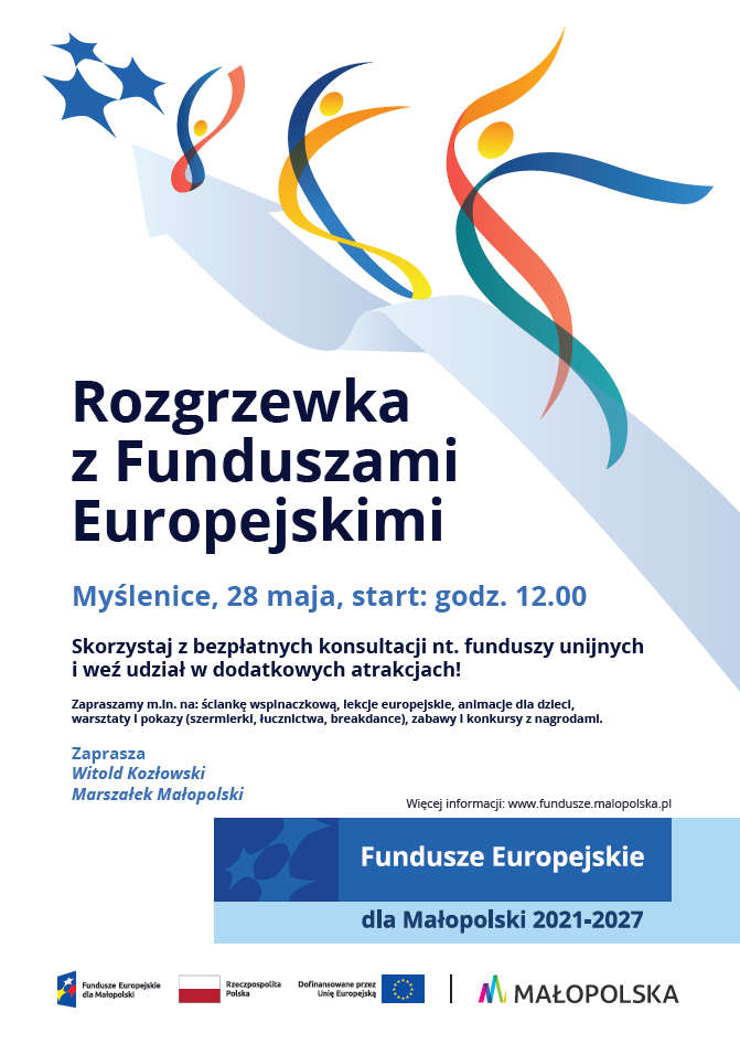 plakat Rozgrzewka z Funduszami Europejskimi