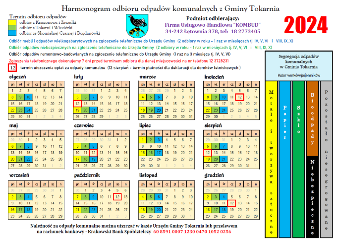 harmonogram odbioru odpadów na 2023